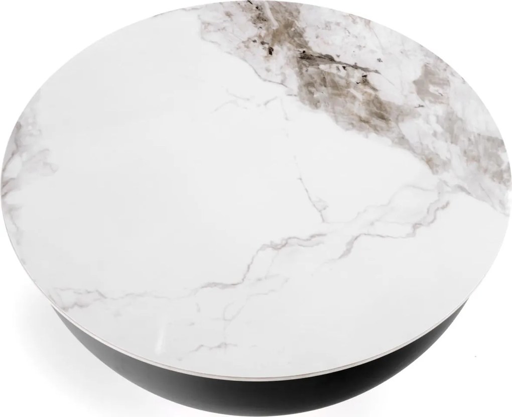 Okrągły stolik kawowy z blatem w kolorze białego marmuru Cecilia