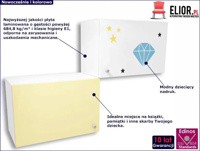 Biało-żółta szafka dziecięca Nobros 20X - 3 kolory