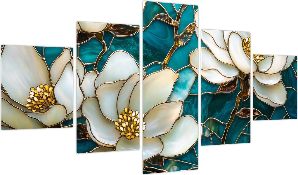 Obraz - Witraż z magnolią (125x70 cm)