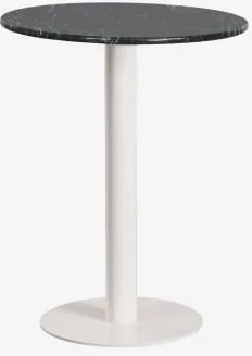 Okrągły Barowy Stół Z Naturalnego Kamienia Xiren Ø60 Cm & Zielony Marmur Big Flower - Lodowcowa Biel - Sklum