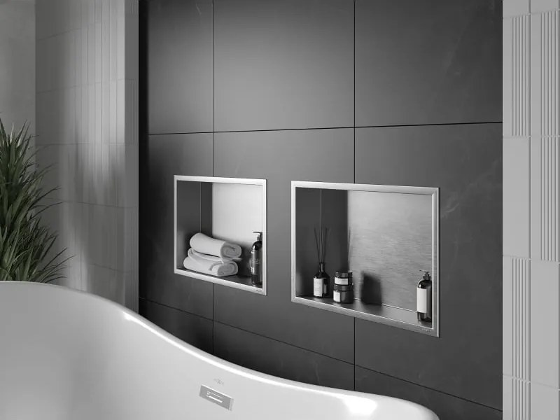 Mexen X-Wall-R półka wnękowa z kołnierzem 45 x 30 cm, inox - 1910453010