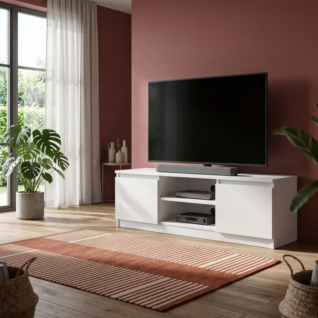 Szafka RTV stojąca NUDO 138,6 cm do Salonu pod Telewizor - Biały