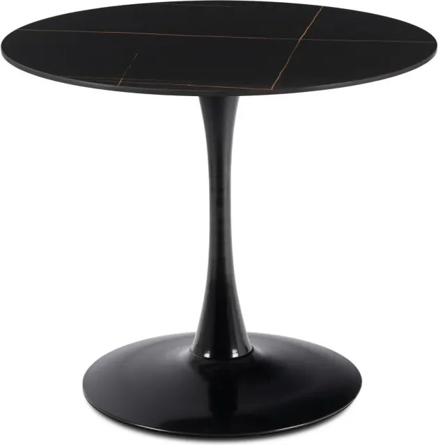 Stół Okrągły SANDER 89 cm Ceramiczny Czarny do Salonu Nowoczesny Glamour