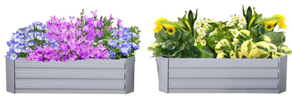 Outsunny Skrzynki na kwiaty 2 sztuki Stalowa rama Otwarte dno Szary 100x100x30cm Dekoracja ogrodu | Aosom PL