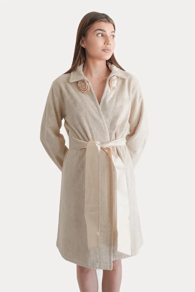 Damski bambusowy szlafrok ROSE S Beżowy