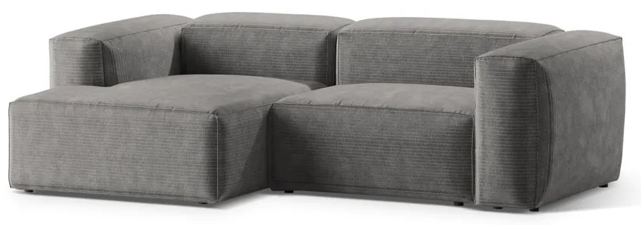 Jasnoszary sztruksowy narożnik (lewostronny/z szezlongiem) Bergamo – Cosmopolitan Design