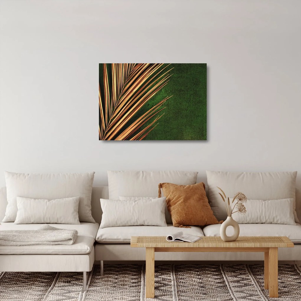 Obraz na szkle z liściem (70x50 cm)