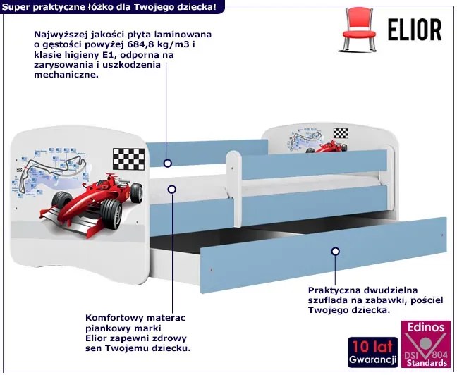 Łóżko chłopięce z materacem Rostok 2X mix 80x180 - niebieskie