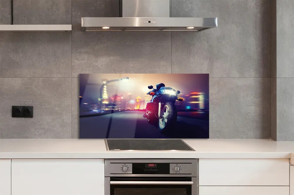 Szklany Panel Motocykl miasto niebo