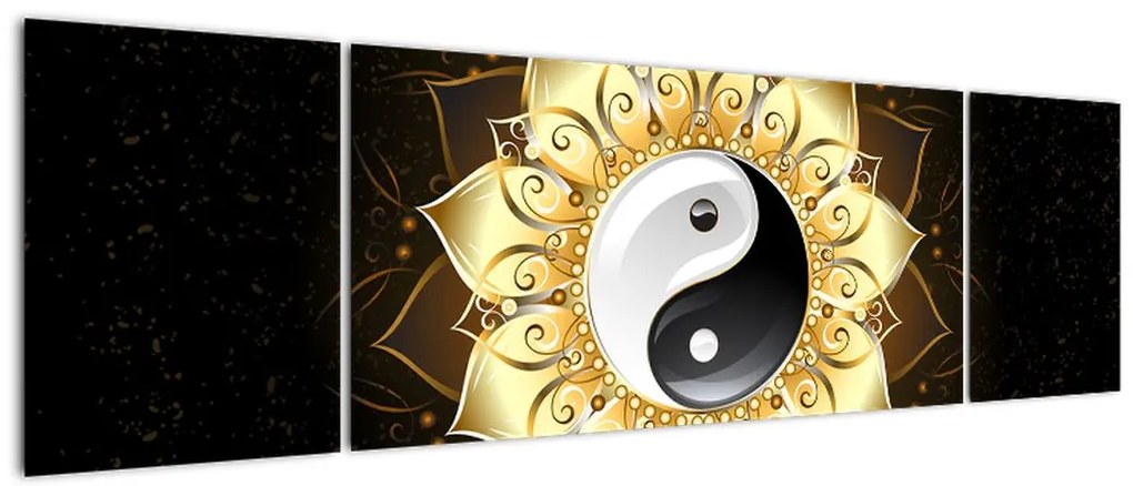 Obraz - Złoty Yin-Yang (170x50 cm)