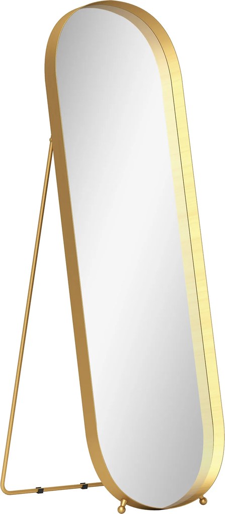 HOMCOM Lustro całego ciała z ramą metalową, 160 x 50 cm, złota rama, do salonu, sypialni