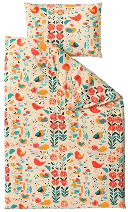 PrzytulneMieszkanie.pl PrzytulneMieszkanie.pl Bawełniana pościel RETRO BIRD kolorowa Rozmiar pościeli: 2 szt 70 x 90 cm | 200 x 220 cm