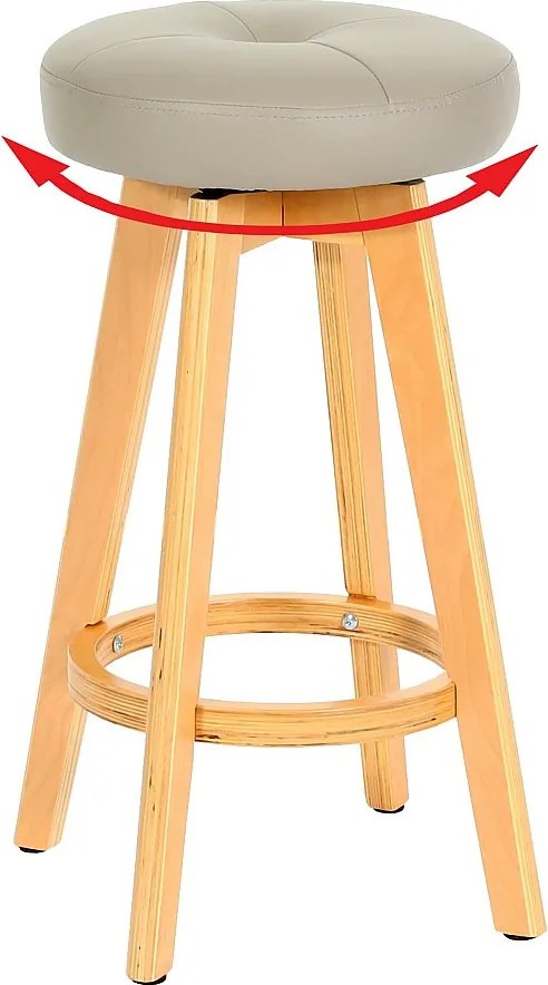 Obrotowy stołek barowy Boras,  taupe, jasne nogi