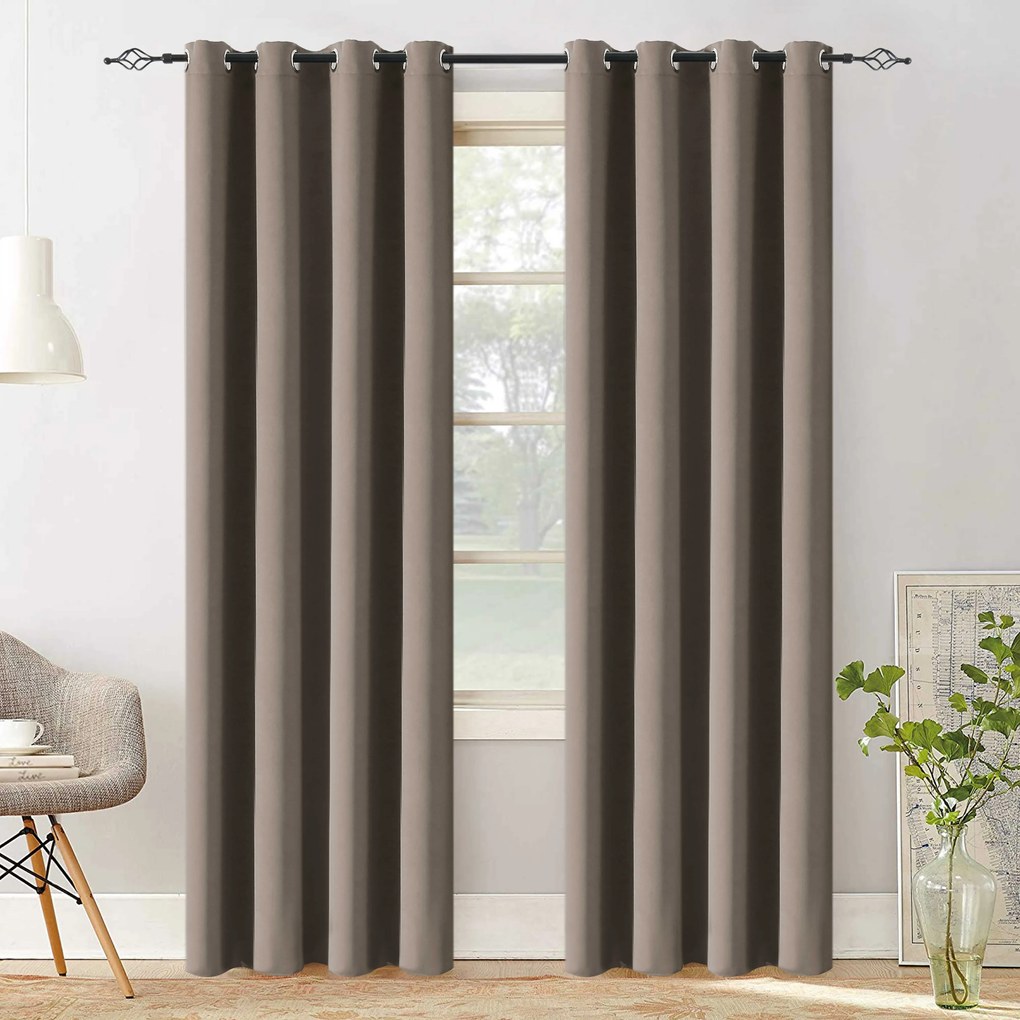 Jasnobrązowa zasłona OXFORD 140x250 cm Zawieszanie: Taśma z wiązaniami