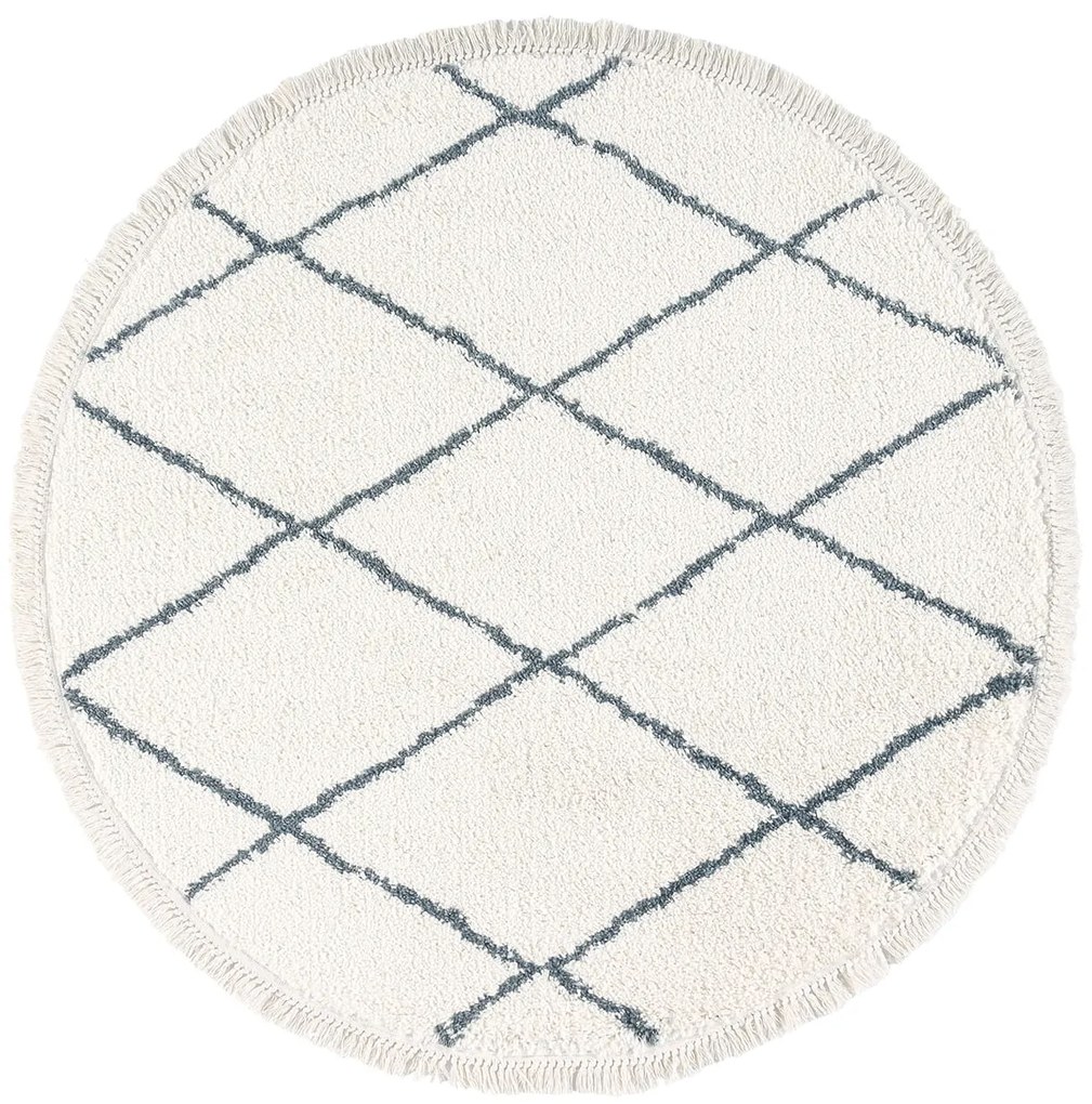 Dywan shaggy Blake romby kremowo-szary koło 195 cm x 195 cm