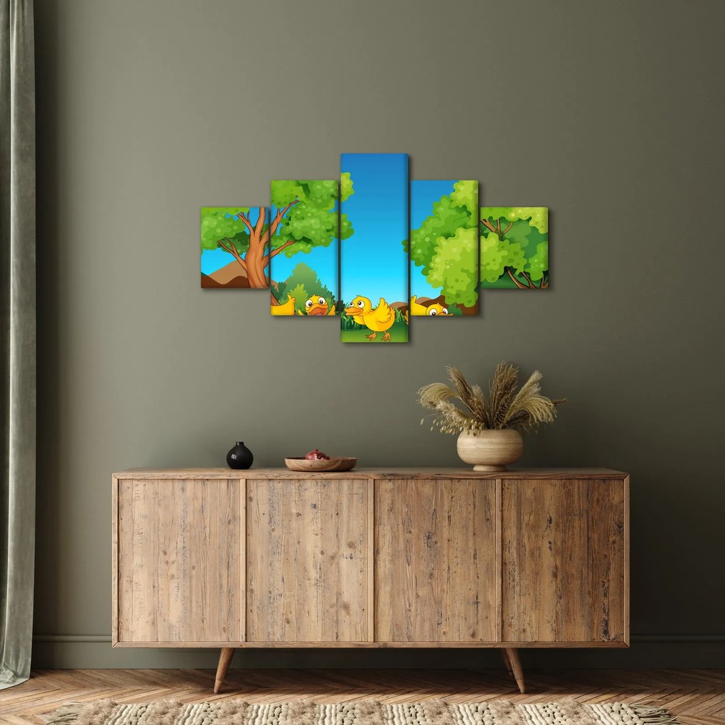 Obraz - Wesołe kaczątka (125x70 cm)