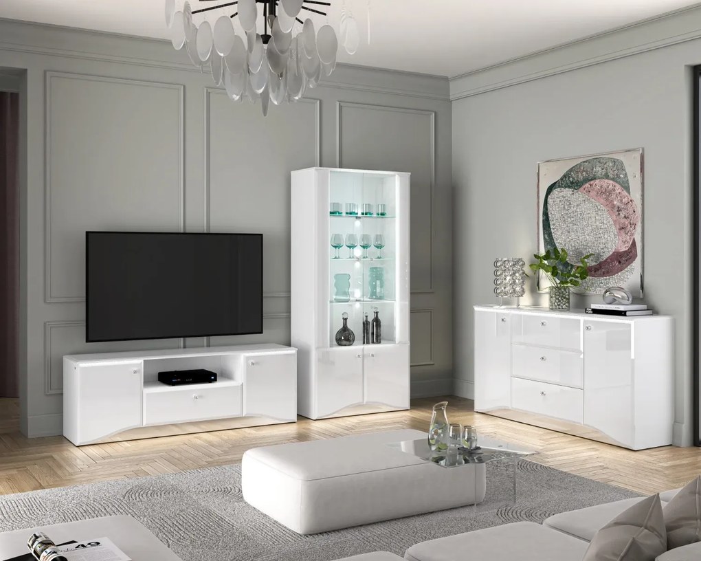 Szafka RTV BLANC 03 1D2S 160 biały połysk ML MEBLE