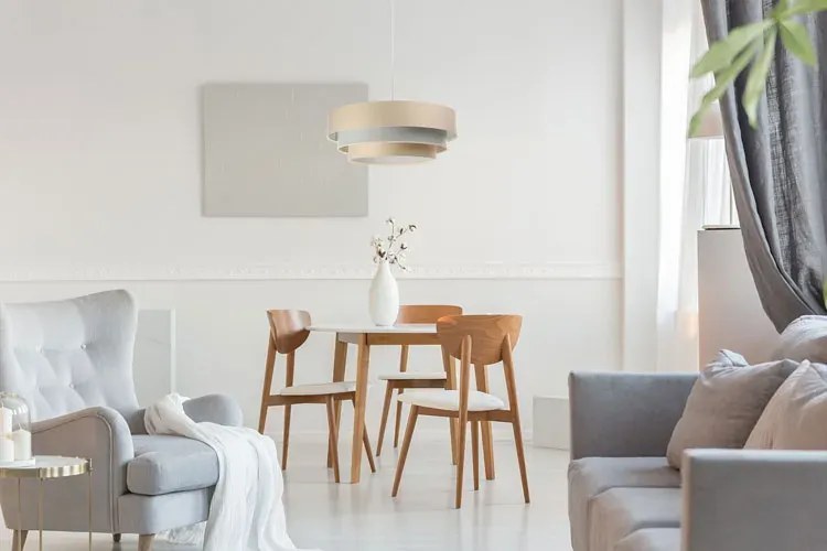 Beżowa lampa wisząca z trzywarstwowym abażurem - S463 K7-A92