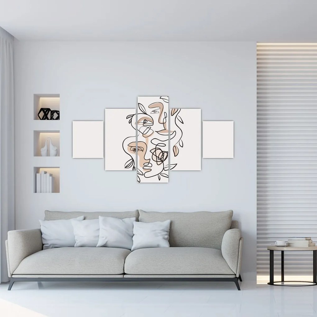 Obraz - Makijaż twarzy ze sztuką linii (125x70 cm)