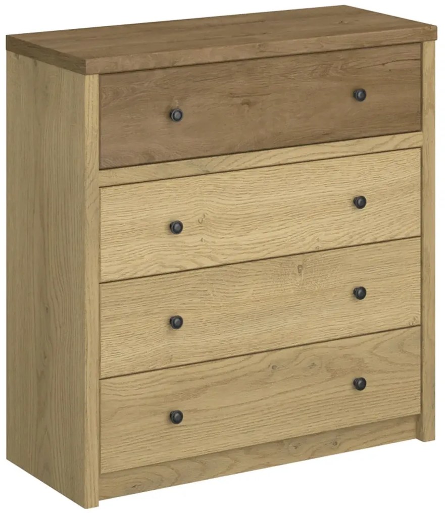 Loftowa komoda z 4 szufladami dąb cremona + dąb lefkas E4-G85