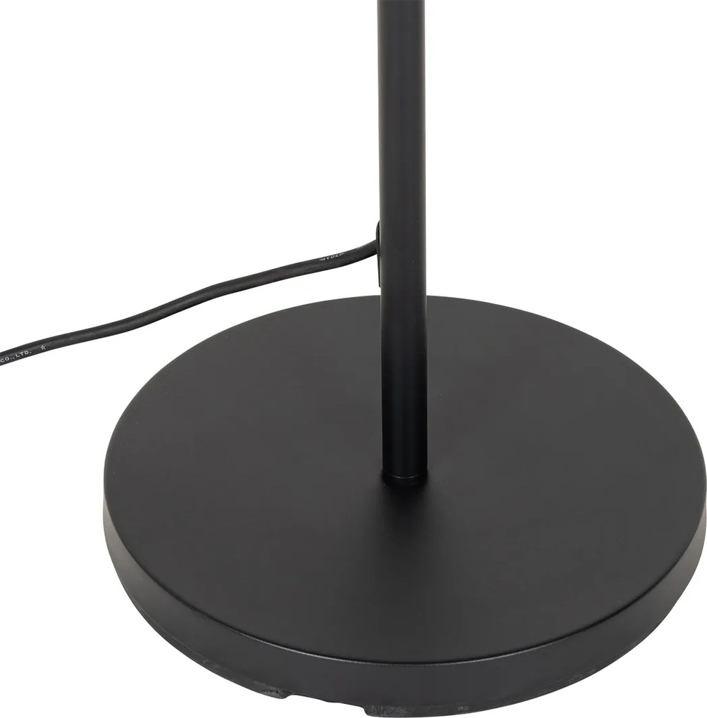 Rustykalna lampa podłogowa zewnętrzna czarna z bambusem w komplecie z LED - Kaiser