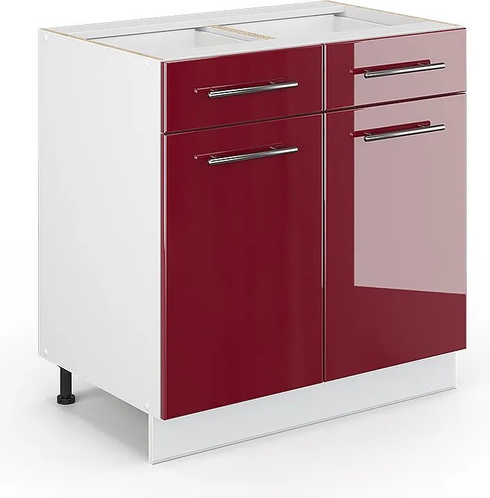 Szafka dolna do kuchni bordowa czerwień wysoki połysk 80x51.6x82 fame-line