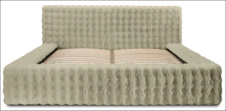 Szare łóżko pluszowe z zagłówkiem F2-K54