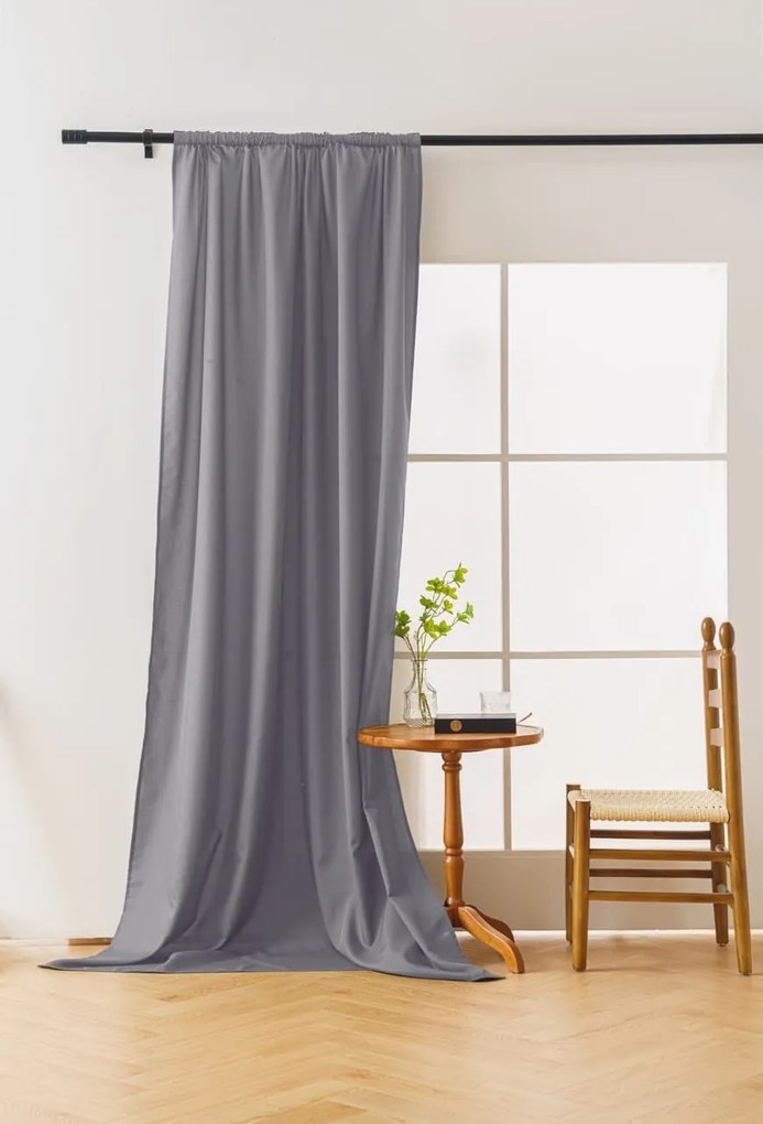 Zasłona OXFORD LIGHT 140x250 cm, jasnoszara Zawieszanie: Taśma z wiązaniami