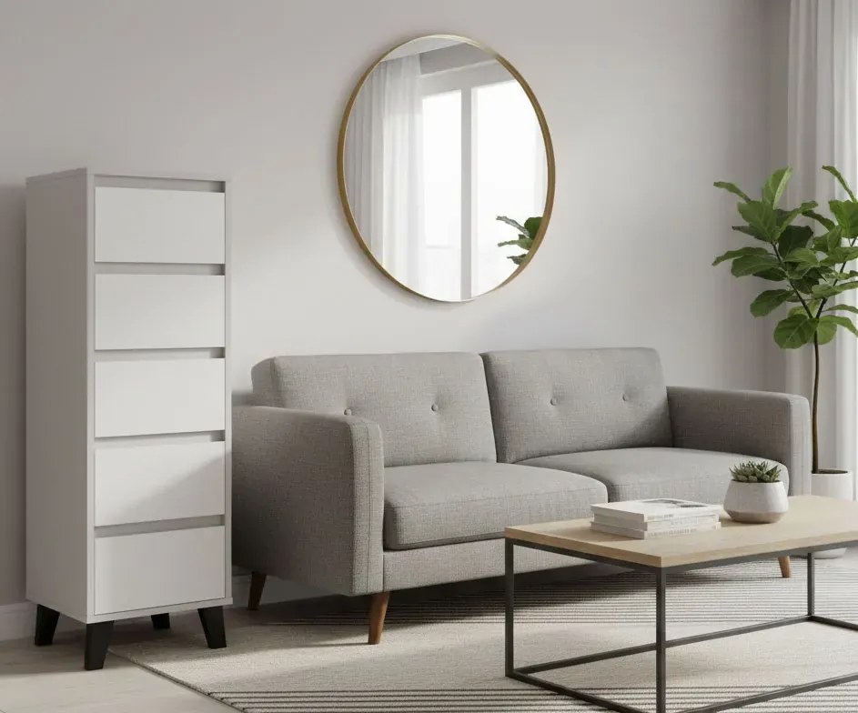 Komoda w stylu skandynawskim kaszmir + biały H3-K38