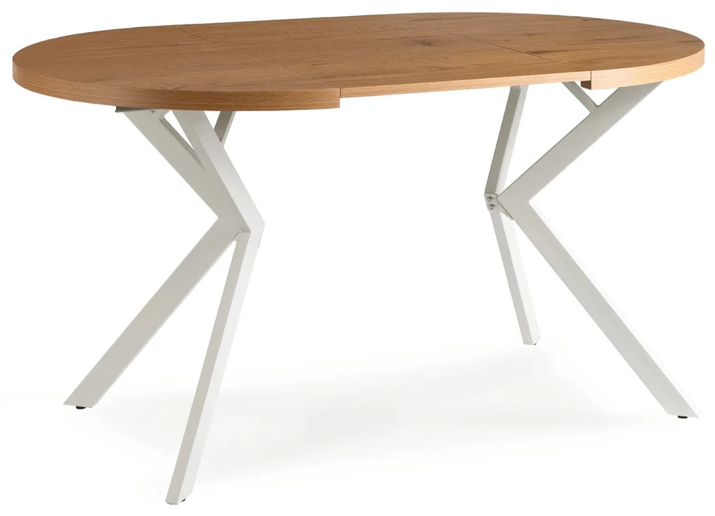 Stół Okrągły Rozkładany DORIAN 80-160 cm Dąb Złoty/Biały Skandynawski