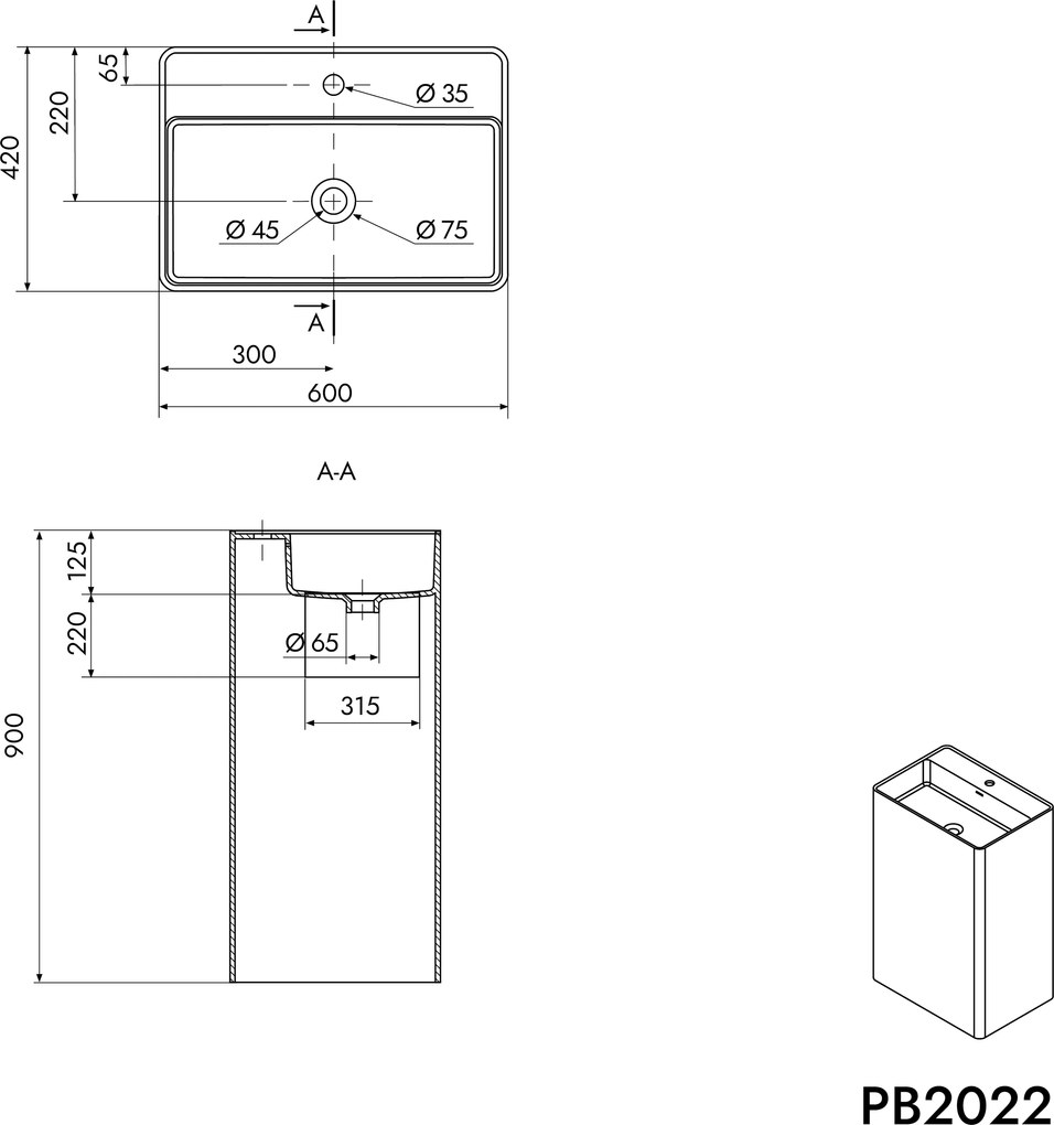 Umywalka stojąca PB2022