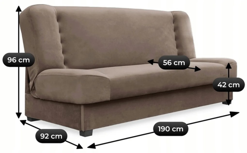 Sofa z Funkcją Spania PIANO Rozkładana Wersalka Dwuosobowa Beżowa Nowoczesna do Salonu