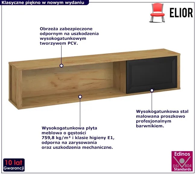 Półka wisząca w kolorze dąb craft - Rids 9X