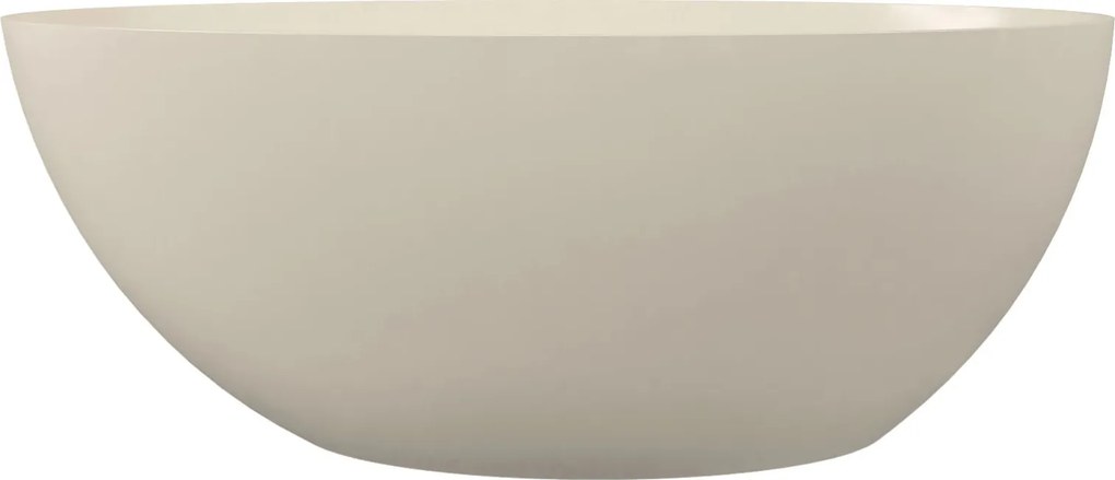 Wanna wolnostojąca owalna beżowa błyszcząca z konglomeratu 160 x 85 cm KALMI BEIGE GLOW z przelewem SLIM cienki rant