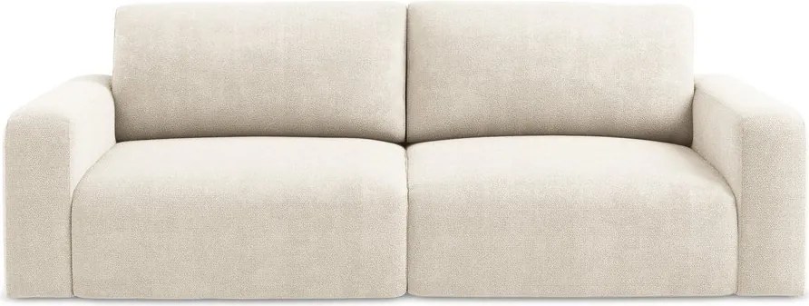 Kremowa rozkładana sofa ze schowkiem z tkaniny szenilowej 252 cm Kona – Makamii