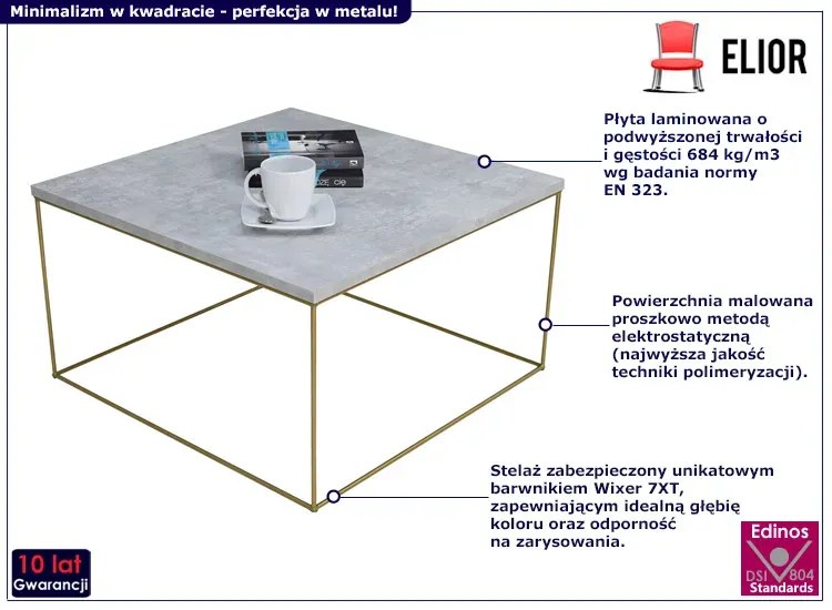 Minimalistyczny stolik kawowy beton - Welos 3X