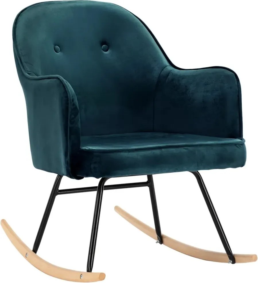 Niebieski aksamitny fotel bujany K5-Z32