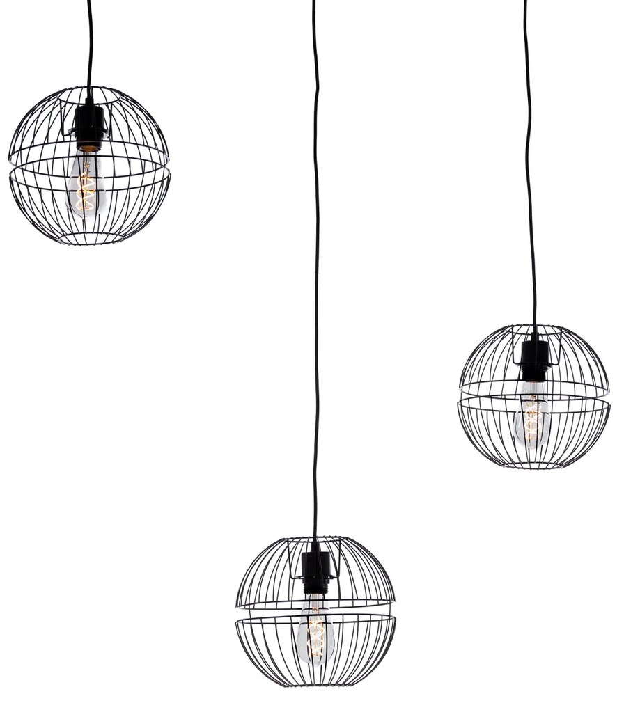 Nowoczesna lampa wisząca czarna 3-światłowa - Sphaera Nowoczesny Oswietlenie wewnetrzne