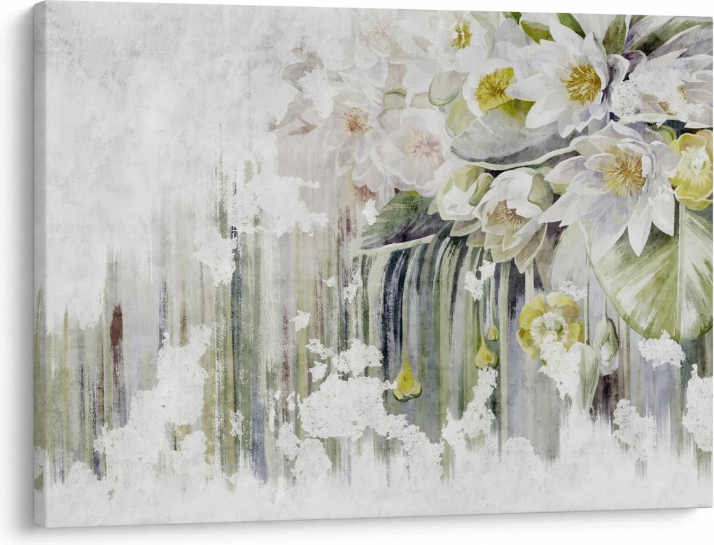 Obraz - Białe kwiaty, vintage (70x50 cm)