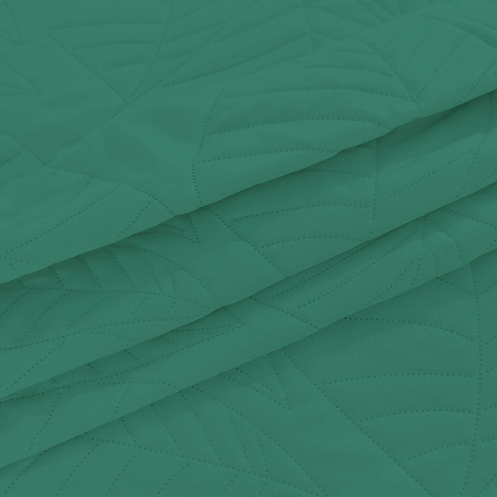 Zielona narzuta na łóżko ze wzorem LEAVES Rozmiar: 170 x 210 cm