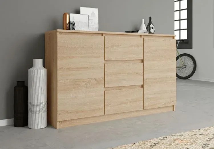 Z drzwiczkami komoda i szufladami sonoma dąb 120 cm D1-P69