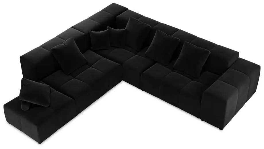 Czarny aksamitny narożnik (róg zmienny) Rome Velvet – Cosmopolitan Design