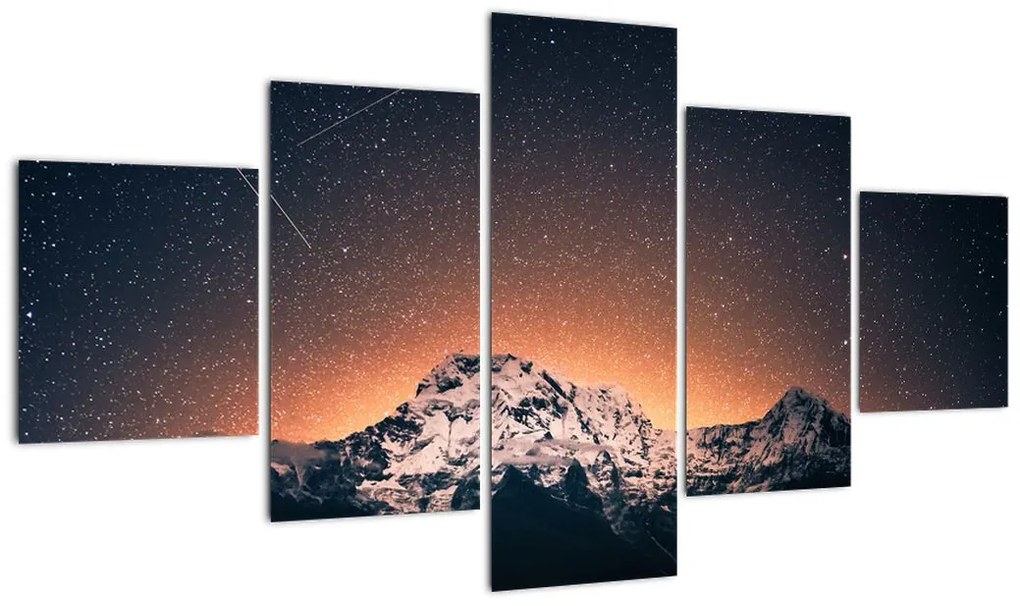 Obraz nocnego nieba z górą (125x70 cm)