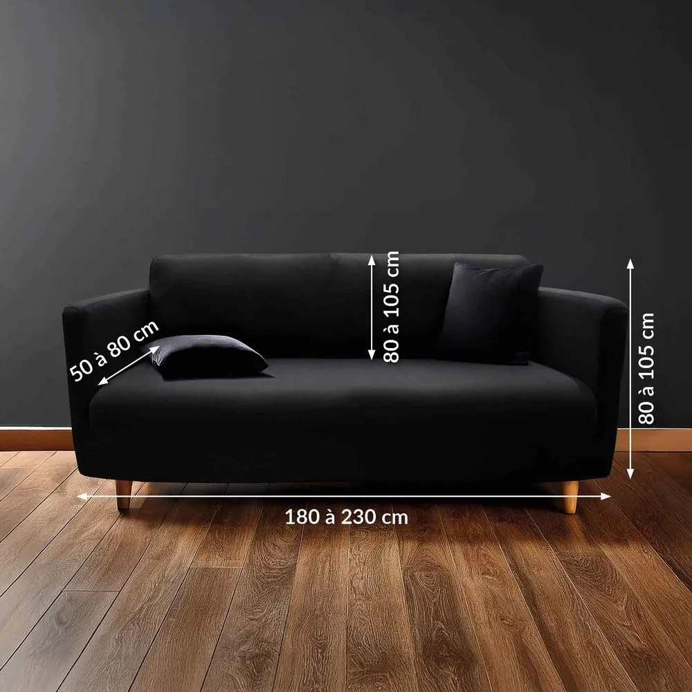 Czarny elastyczny pokrowiec na sofę 3-osobowy Mila – douceur d'intérieur