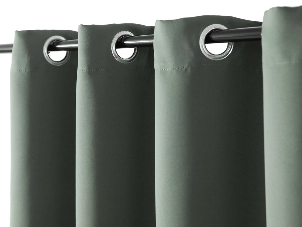 Szaro-zielona zasłona OXFORD 140x250 cm Zawieszanie: Taśma z wiązaniami