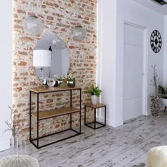 Stojak na kwoaty w stylu loft czarny + dąb lancelot F7-G24