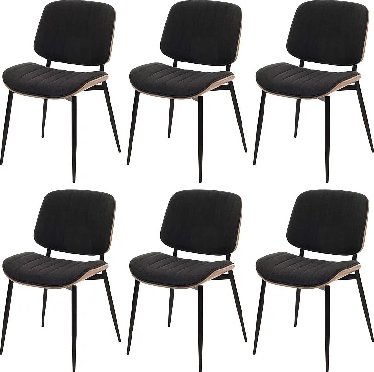 Krzesło do jadalni MCW-O44 (zestaw 6 sztuk),  naturalne, ciemnoszare