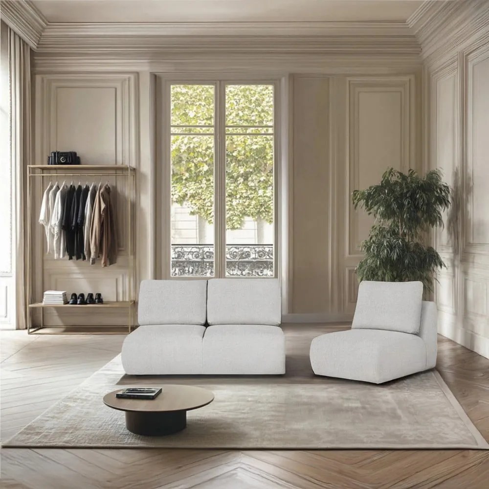Jasnoszara sofa z materiału bouclé 164 cm Mirel – Rodier