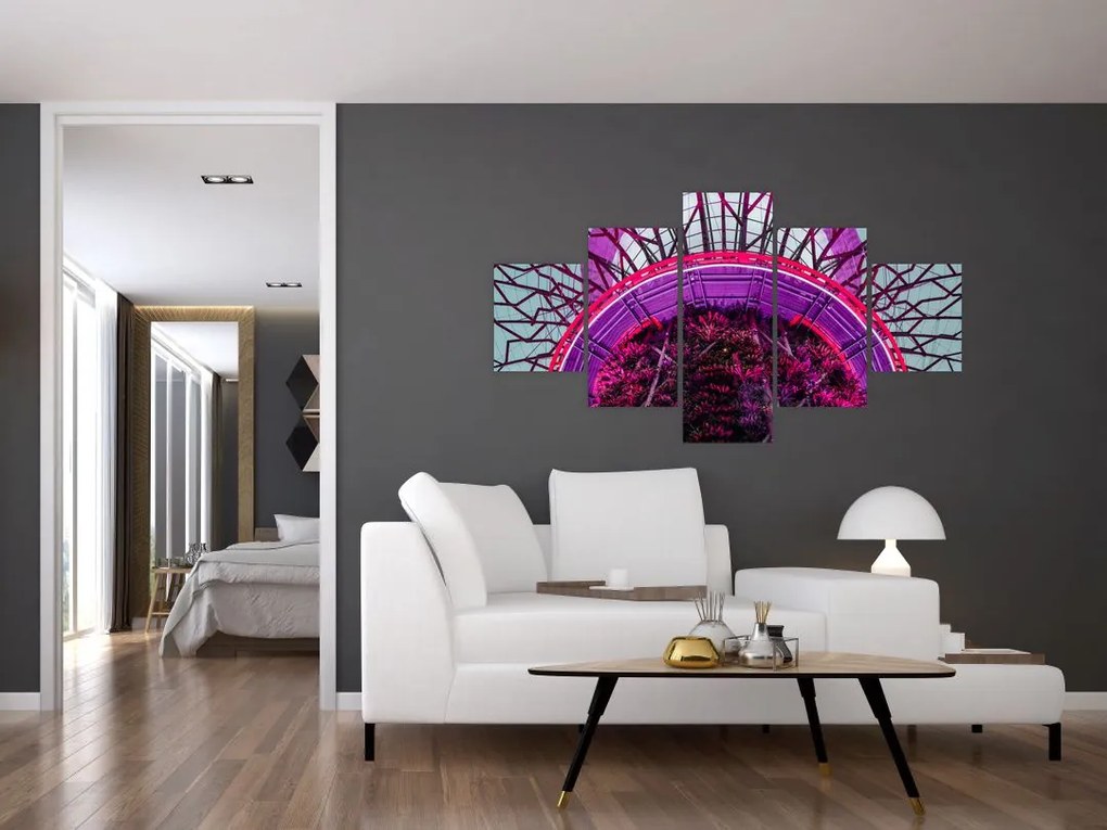 Abstrakcyjny obraz - fioletowe gałęzie (125x70 cm)