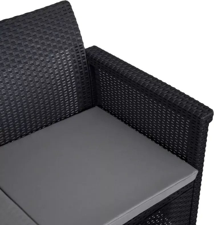 Zestaw mebli ogrodowych Amilio czarny technorattan sofa 2 fotele stolik taras balkon ogród